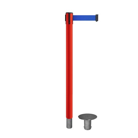 MONTOUR LINE Stanchion Belt Barrier Removable Base Red Post 11ft.Blue Belt MSX630R-RD-BL-110